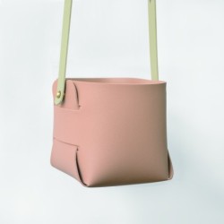 AM020RB Soft Vegan Leather Pot Red Beige