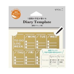 I291WB Brass Diary Template Weekly Block