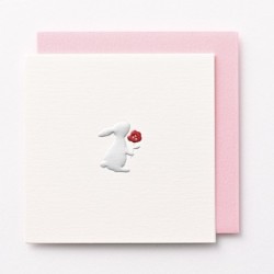 EAGN1779 White Mini Blank Card Rabbit