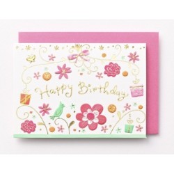 EAGB2084 Red Mini Birthday Card Flowers