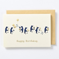 EAGB2025 Cream Birthday Card Penguins