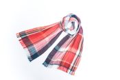 OR003RD Check Scarf Carmine Red