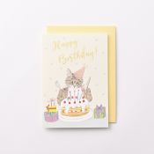 EAGB1994 Cream Birthday Card Cat
