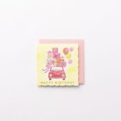 EAGB2002 Pink Mini Birthday Card Car