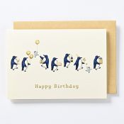 EAGB2025 Cream Birthday Card Penguins