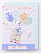 EAGB2055 Blue Birthday Card Balloons
