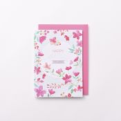 EAGB2059 Red Birthday Card Flowers 