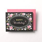 EAGB2129 Pink Mini Birthday Card Black