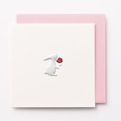 EAGN1779 White Mini Blank Card Rabbit