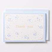EAGT1325 Blue Silk Thank you Card Blossoms