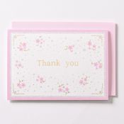 EAGT1326 Pink Silk Thank you Card Blossoms