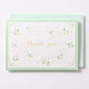 EAGT1327 Green Silk Thank you Card Blossoms
